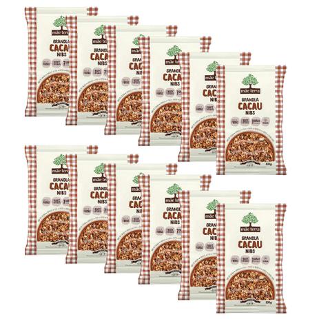 Granola Com Cacau Nibs 800g Mãe Terra Kit 12 Uni Menor preço em Granola Com Cacau Nibs 800g Mãe Terra Kit 12 Uni