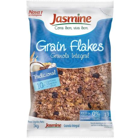 Granola Integral Grain Flakes Tradicional 1kg - Jasmine Menor preço em Granola Integral Grain Flakes Tradicional 1kg - Jasmine