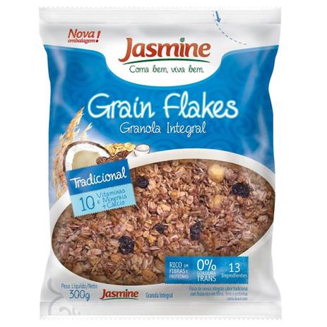 Granola Integral Grain Flakes Tradicional 300g - Jasmine Menor preço em Granola Integral Grain Flakes Tradicional 300g - Jasmine