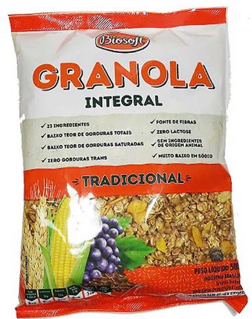 Granola Tradicional Integral Biosoft 500g Menor preço em Granola Tradicional Integral Biosoft 500g