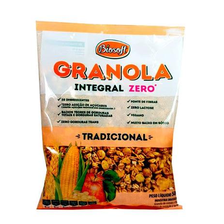 Granola Tradicional Integral Zero Biosoft 500g Menor preço em Granola Tradicional Integral Zero Biosoft 500g
