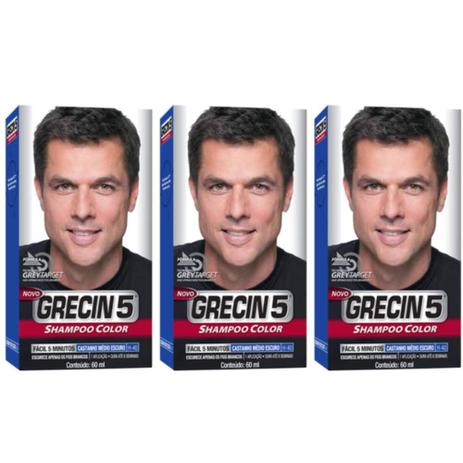 Grecin 5 Shampoo Tonalizante Castanho Médio Escuro 60ml (Kit C/03) é ruim? Grecin 5 Shampoo Tonalizante Castanho Médio Escuro 60ml (Kit C/03) é boa?