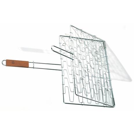 Menor preço em Grelha flexível de aço inox com cabo de madeira 63,5CM - 23023 - Prana