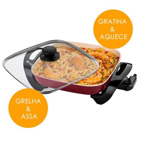 Grill Panela Elétrica Cadence Cerâmica Multifuncional 1500w Menor preço em Grill Panela Elétrica Cadence Cerâmica Multifuncional 1500w
