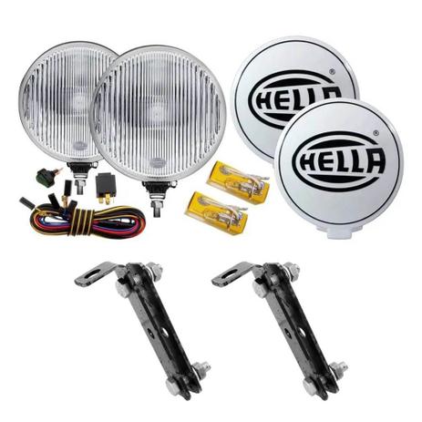 GRUPO - Par De Farol De Milha Auxiliar Modelo Hella 500 Lente Raiada 005447 + Par, Suporte Farol Milha Neblina 020151 Menor preço em GRUPO - Par De Farol De Milha Auxiliar Modelo Hella 500 Lente Raiada 005447 + Par, Suporte Farol Milha Neblina 020151