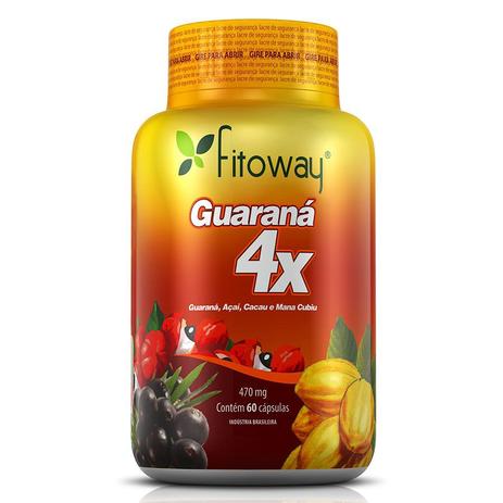 Guaraná 4x Fitoway - 60 Cápsulas Guaraná + Açaí + Cacau + Mana Cubia Menor preço em Guaraná 4x Fitoway - 60 Cápsulas Guaraná + Açaí + Cacau + Mana Cubia