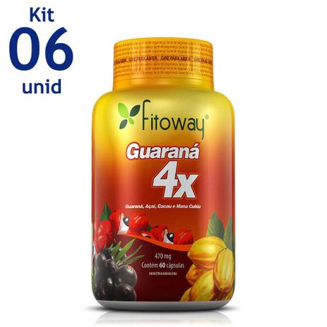 Guarana 4x (guaraná + Açaí + Cacau + Mana Cubiu) 6 Unid. 60 Caps - Fitoway Menor preço em Guarana 4x (guaraná + Açaí + Cacau + Mana Cubiu) 6 Unid. 60 Caps - Fitoway