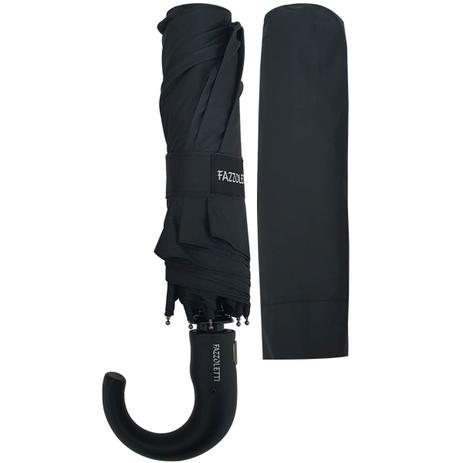 Guarda Chuva Fazzoletti Cabo Curvo Abertura Automática Preto Menor preço em Guarda Chuva Fazzoletti Cabo Curvo Abertura Automática Preto