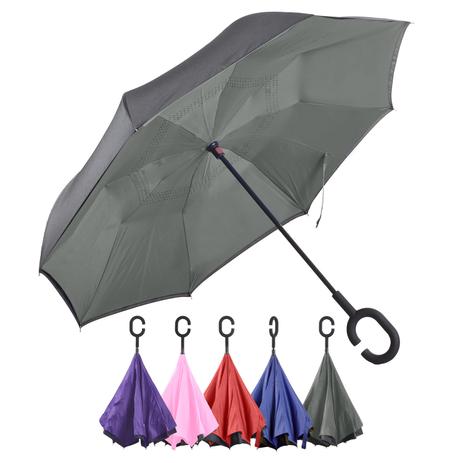 Guarda-Chuva Sombrinha Invertido Cinza Dupla Face - Panosul Menor preço em Guarda-Chuva Sombrinha Invertido Cinza Dupla Face - Panosul