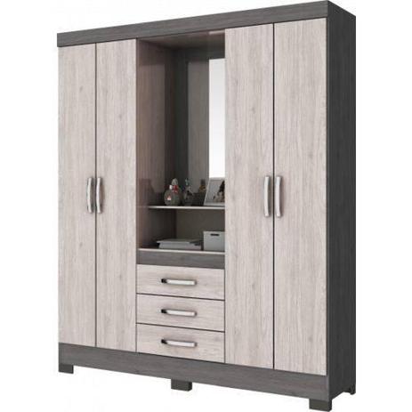 Guarda Roupa 04 Portas 03 Gavetas Gris/Palha - Briz - Henn Menor preço em Guarda Roupa 04 Portas 03 Gavetas Gris/Palha - Briz - Henn
