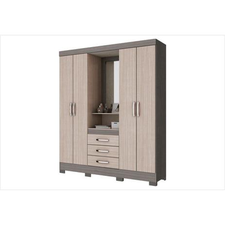Guarda Roupa 04 Portas e 03 Gavetas B24 Gris/Palha - Briz Menor preço em Guarda Roupa 04 Portas e 03 Gavetas B24 Gris/Palha - Briz