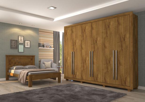 Guarda Roupa 100% Mdf 6 Portas 4 Gavetas 5 Prateleiras Verona Rovere - Docelar é boa?