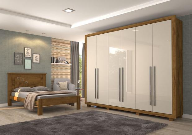Guarda Roupa 100% Mdf 6 Portas 4 Gavetas 5 Prateleiras Verona Rovere/Off White - Docelar Menor preço em Guarda Roupa 100% Mdf 6 Portas 4 Gavetas 5 Prateleiras Verona Rovere/Off White - Docelar