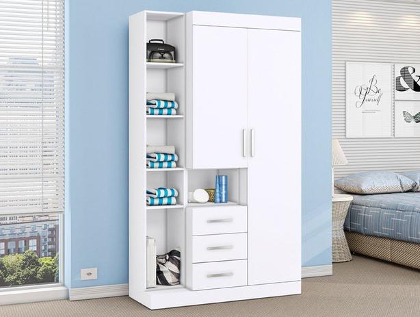 Guarda-Roupa 2 Portas e Nichos Juvenil Branco Tx - LC Móveis Menor preço em Guarda-Roupa 2 Portas e Nichos Juvenil Branco Tx - LC Móveis
