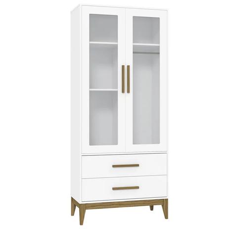 Guarda Roupa 2 Portas Nature Glass - Branco Soft/Eco Wood - Matic Móveis Menor preço em Guarda Roupa 2 Portas Nature Glass - Branco Soft/Eco Wood - Matic Móveis