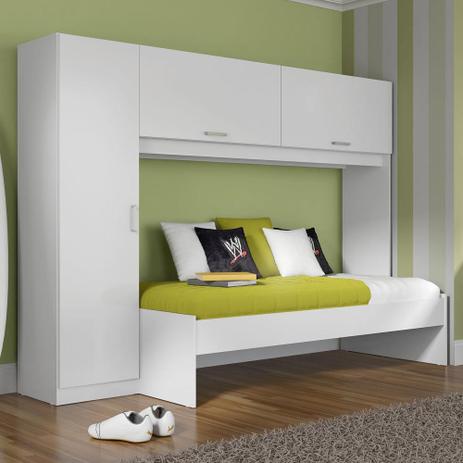 Guarda-Roupa 3 Portas com Cama 1900 Branco Premium - Multimóveis Menor preço em Guarda-Roupa 3 Portas com Cama 1900 Branco Premium - Multimóveis