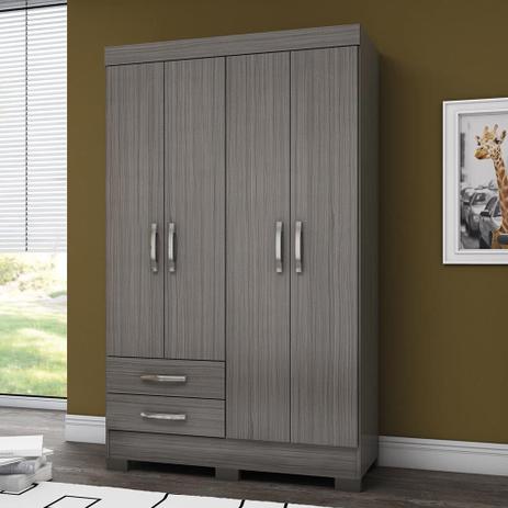 Guarda-roupa 4 Portas Be12-76 2 Gavetas Com Pés Gris - Briz Menor preço em Guarda-roupa 4 Portas Be12-76 2 Gavetas Com Pés Gris - Briz