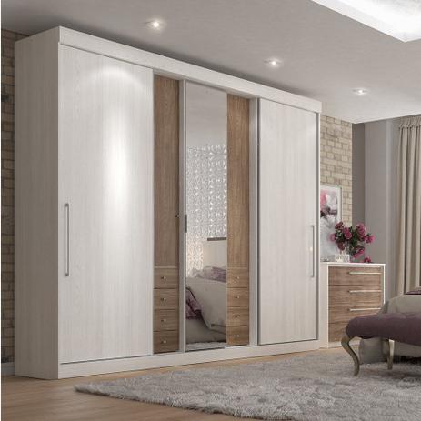 Guarda Roupa 5 Portas 8 Gavetas Supreme Glass THB Menor preço em Guarda Roupa 5 Portas 8 Gavetas Supreme Glass THB