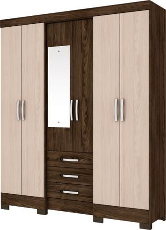 Guarda Roupa 6 portas 3 Gavetas B23-85 Briz Moka/Fendi Menor preço em Guarda Roupa 6 portas 3 Gavetas B23-85 Briz Moka/Fendi