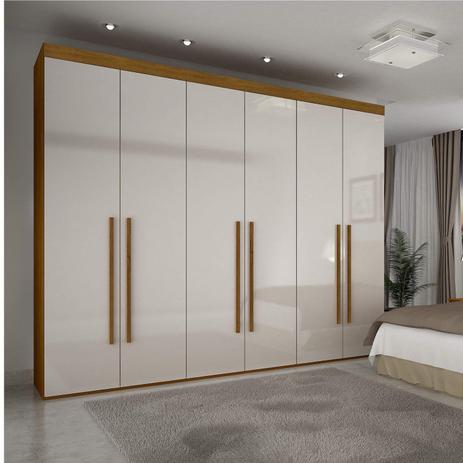 Guarda Roupa 6 Portas 6 Gavetas Conquista Rufato Imbuia/Off White Menor preço em Guarda Roupa 6 Portas 6 Gavetas Conquista Rufato Imbuia/Off White