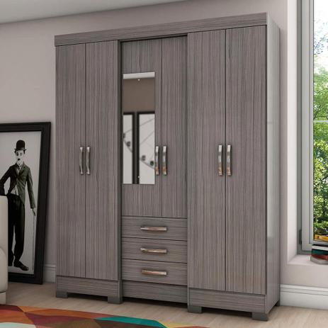Guarda-roupa 6 Portas B23-76 Gris - Briz Menor preço em Guarda-roupa 6 Portas B23-76 Gris - Briz