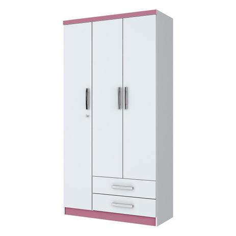 Guarda Roupa Açaí 3 Portas 4 Gavetas Flex Branco E Rosa Chá D133 Henn Menor preço em Guarda Roupa Açaí 3 Portas 4 Gavetas Flex Branco E Rosa Chá D133 Henn