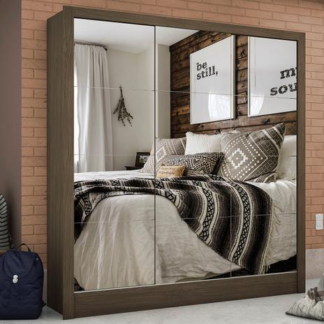 Guarda-Roupa Barcelona Premium 3 Portas de Correr com Espelho Malbec - Mezzanine Móveis Menor preço em Guarda-Roupa Barcelona Premium 3 Portas de Correr com Espelho Malbec - Mezzanine Móveis