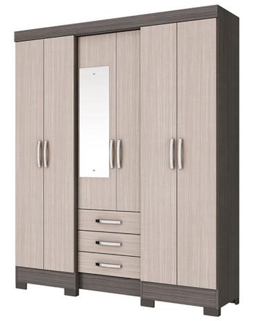 Guarda Roupa Briz B23-74 6 Portas 3 Gavetas Gris/Palha - Móveis briz Menor preço em Guarda Roupa Briz B23-74 6 Portas 3 Gavetas Gris/Palha - Móveis briz