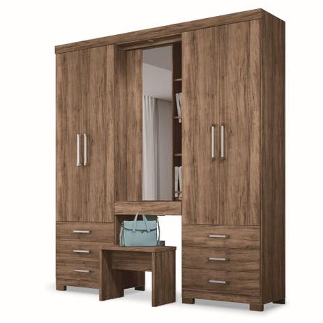 Guarda-Roupa Camarim 5 Portas 7 Gavetas com Pés e Banqueta Santos Andirá - Santos andira Menor preço em Guarda-Roupa Camarim 5 Portas 7 Gavetas com Pés e Banqueta Santos Andirá - Santos andira