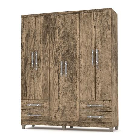 Guarda Roupa Casal 06 Portas Line Castanho Rustico VLR Moveis Menor preço em Guarda Roupa Casal 06 Portas Line Castanho Rustico VLR Moveis