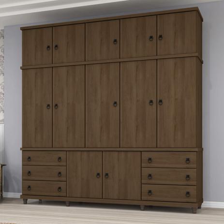 Guarda Roupa Casal 12 Portas 6 Gavetas Monte Carlo Móveis Germai Carvalho - Móveis germai Menor preço em Guarda Roupa Casal 12 Portas 6 Gavetas Monte Carlo Móveis Germai Carvalho - Móveis germai