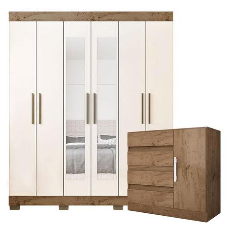 Guarda Roupa Casal 2062 e Cômoda 8000 Demolição Baunilha - Araplac Menor preço em Guarda Roupa Casal 2062 e Cômoda 8000 Demolição Baunilha - Araplac