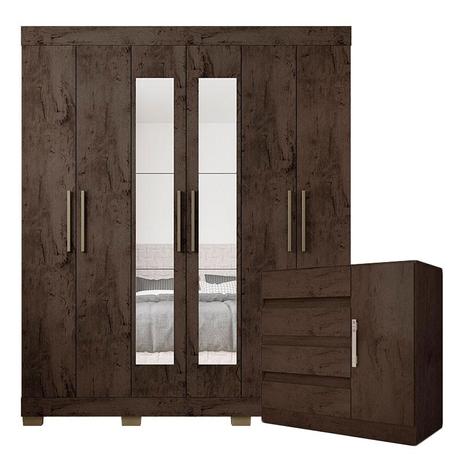 Guarda Roupa Casal 2062 e Cômoda 8000 Imbuia - Araplac Menor preço em Guarda Roupa Casal 2062 e Cômoda 8000 Imbuia - Araplac