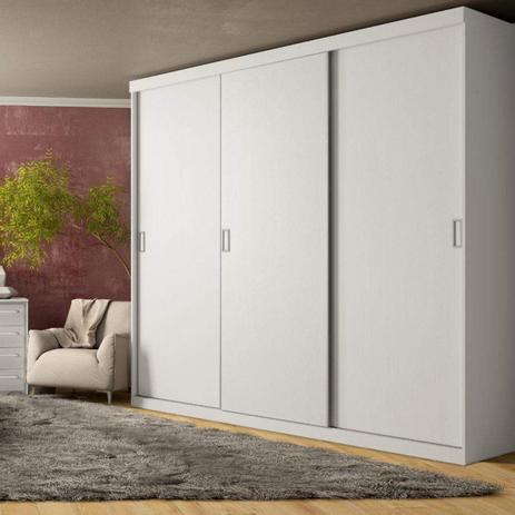 Guarda Roupa Casal 3 Portas de Correr 4 Gavetas Internas Prime Plus THB Móveis Branco Sensitive Menor preço em Guarda Roupa Casal 3 Portas de Correr 4 Gavetas Internas Prime Plus THB Móveis Branco Sensitive