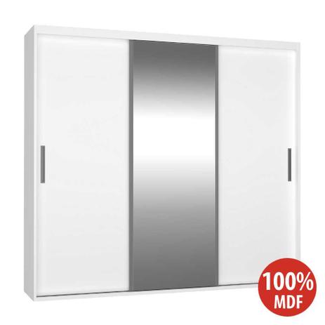 Guarda Roupa Casal Portas De Correr Com Espelho Mdf E Branco Foscarini Menor