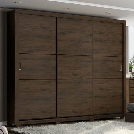 Guarda-roupa Casal 3 Portas Deslizantes Amaro D202-101 Café - Henn Menor preço em Guarda-roupa Casal 3 Portas Deslizantes Amaro D202-101 Café - Henn