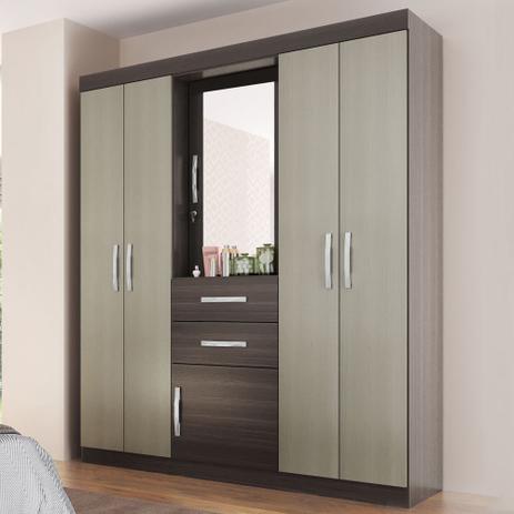 Guarda Roupa Casal 6 Portas 1 Com Espelho Cordoba Dakota/Artico - Genialflex moveis Menor preço em Guarda Roupa Casal 6 Portas 1 Com Espelho Cordoba Dakota/Artico - Genialflex moveis