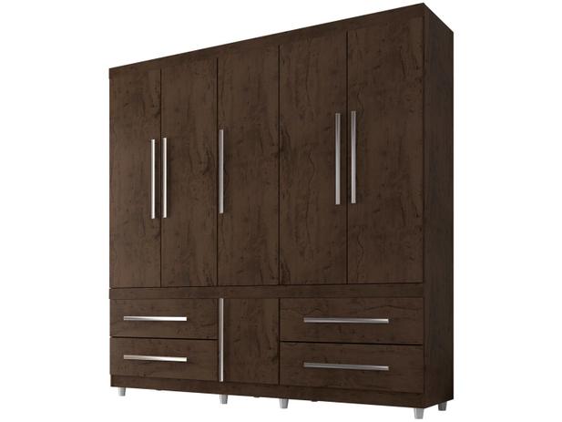 Guarda-roupa Casal 6 Portas 4 Gavetas - Araplac Viseu 6040-77 Menor preço em Guarda-roupa Casal 6 Portas 4 Gavetas - Araplac Viseu 6040-77