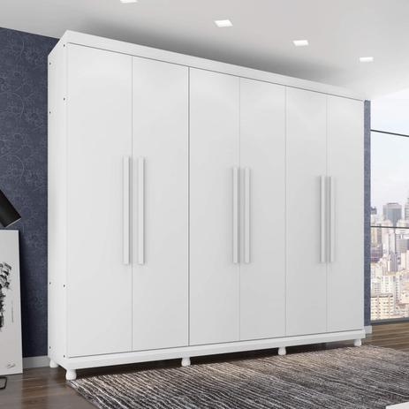 Guarda Roupa Casal 6 Portas 5 Gavetas Antares Móveis Lanza Branco Menor preço em Guarda Roupa Casal 6 Portas 5 Gavetas Antares Móveis Lanza Branco