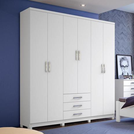 Guarda-roupa Casal 6 Portas Caju Branco - Henn Menor preço em Guarda-roupa Casal 6 Portas Caju Branco - Henn