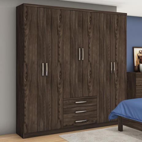 Guarda-roupa Casal 6 Portas Caju Moka - Henn Menor preço em Guarda-roupa Casal 6 Portas Caju Moka - Henn