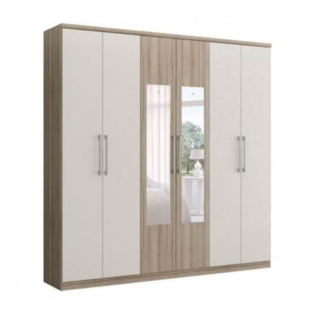 Guarda-Roupa Casal 6 Portas Carraro Mitra com Espelho Menor preço em Guarda-Roupa Casal 6 Portas Carraro Mitra com Espelho