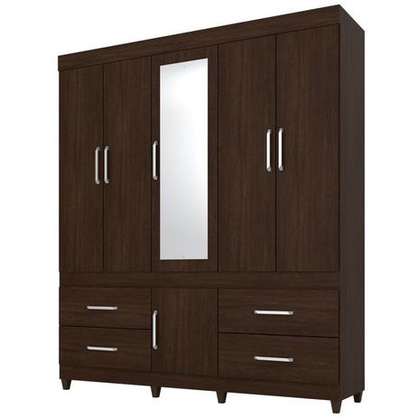 Guarda Roupa Casal 6 Portas Guarujá - Ébano - Demóbile Menor preço em Guarda Roupa Casal 6 Portas Guarujá - Ébano - Demóbile