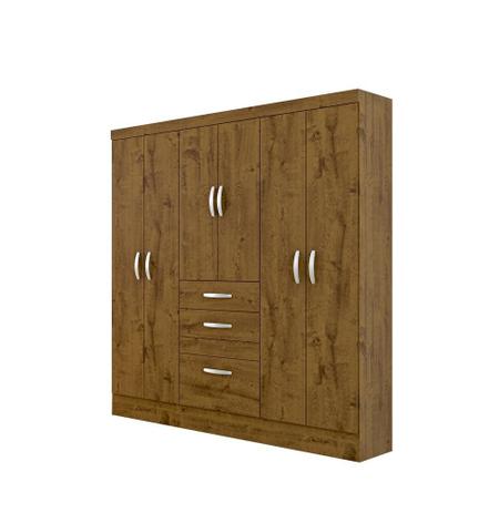 Guarda Roupa Casal Arizona 6 Portas e 3 Gavetas Canelato Rustico - Atualle móveis Menor preço em Guarda Roupa Casal Arizona 6 Portas e 3 Gavetas Canelato Rustico - Atualle móveis