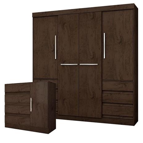 Guarda Roupa Casal Atraente 1477 e Cômoda Exellence 8000 Imbuia - Araplac Menor preço em Guarda Roupa Casal Atraente 1477 e Cômoda Exellence 8000 Imbuia - Araplac