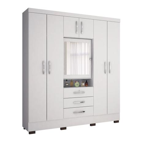 Guarda-Roupa Casal Capelinha Grafite 7PT 3GV com Espelho Branco - Colibri é boa?