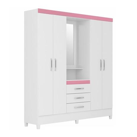 Guarda Roupa Casal Capelinha Persia Branco Rosa Flex Demobile - Demóbile é boa?