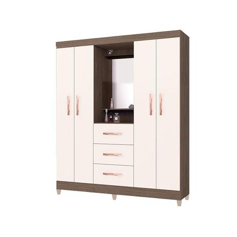 Guarda Roupa Casal Capelinha Quebec 4 Portas Teka Champanhe - Incorplac Menor preço em Guarda Roupa Casal Capelinha Quebec 4 Portas Teka Champanhe - Incorplac
