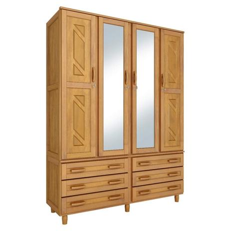 Menor preço em Guarda Roupa Casal com Espelho 4 Portas 6 Gavetas Paris Móveis Cavazotto Mel