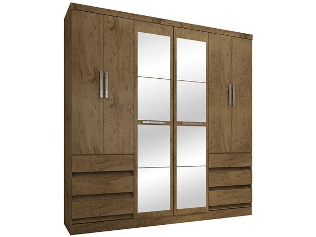 Guarda-roupa Casal com Espelho 6 Portas - 6 Gavetas Araplac 217729-88 Menor preço em Guarda-roupa Casal com Espelho 6 Portas - 6 Gavetas Araplac 217729-88